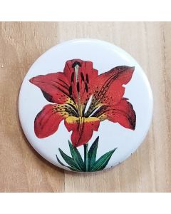 Red Lily Pinback Button
