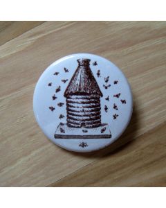 French Beehive, Dark Brown Pinback Button