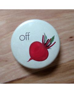 Off Beet, Light Green Background Pinback Button