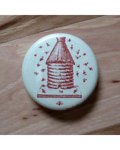French Beehive, Light Brown, Light Green Background Pinback Button