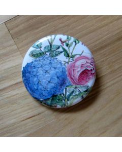 Hydrangea and Rose Floral Pinback Button
