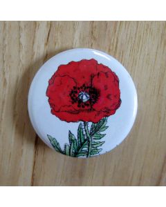Red Poppy Pinback Button