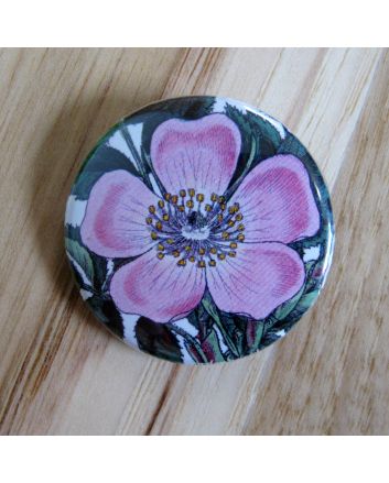 Wild Pink Rose Pinback Button